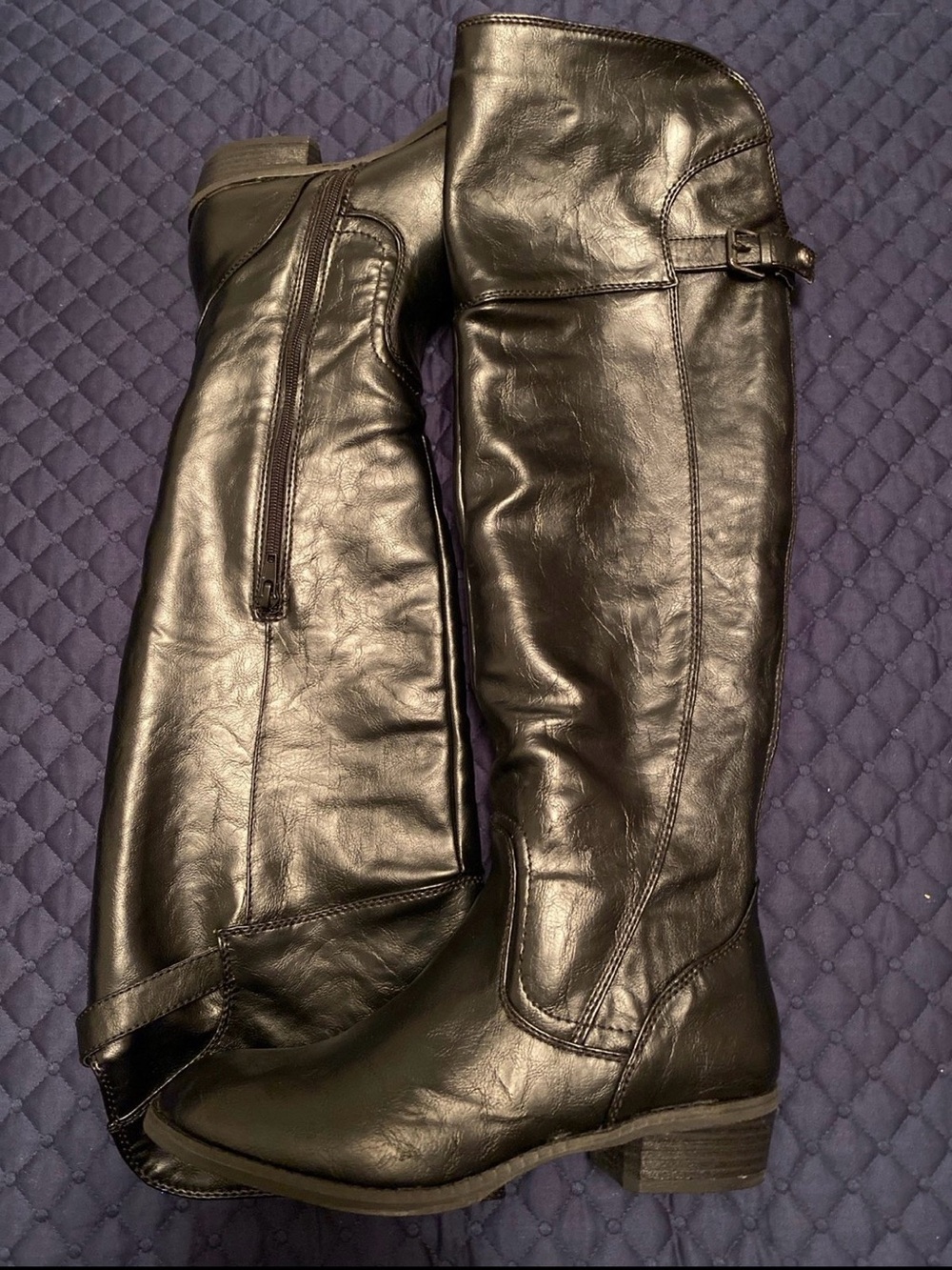 G by Guess Classic Black Tall Faux Leather Riding Boots